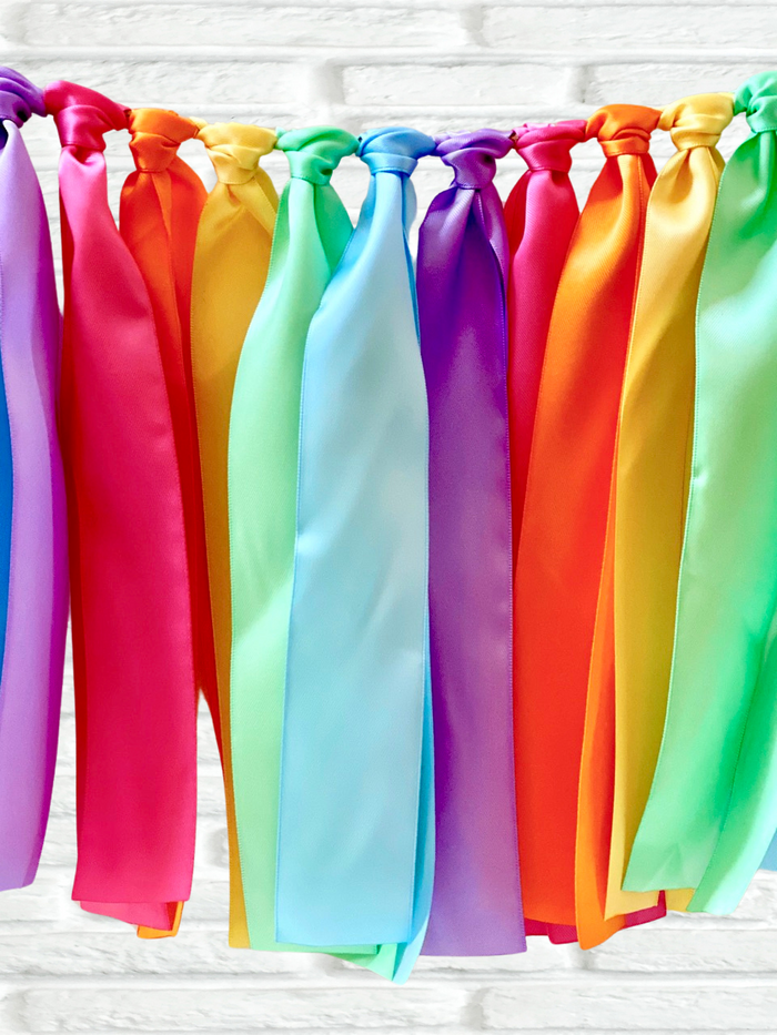 Pastel Rainbow Ribbon Bunting - FREE Shipping