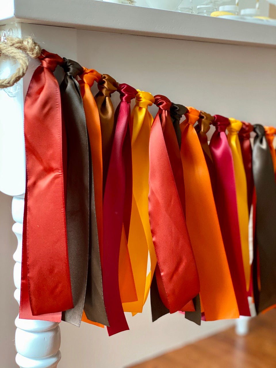 Autumn Thanksgiving Ribbon Bunting - FREE Shipping - The Party Teacher - close up left side