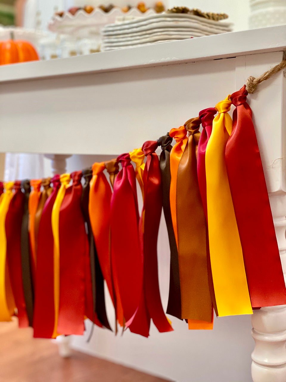Autumn Thanksgiving Ribbon Bunting - FREE Shipping - The Party Teacher - close up right side
