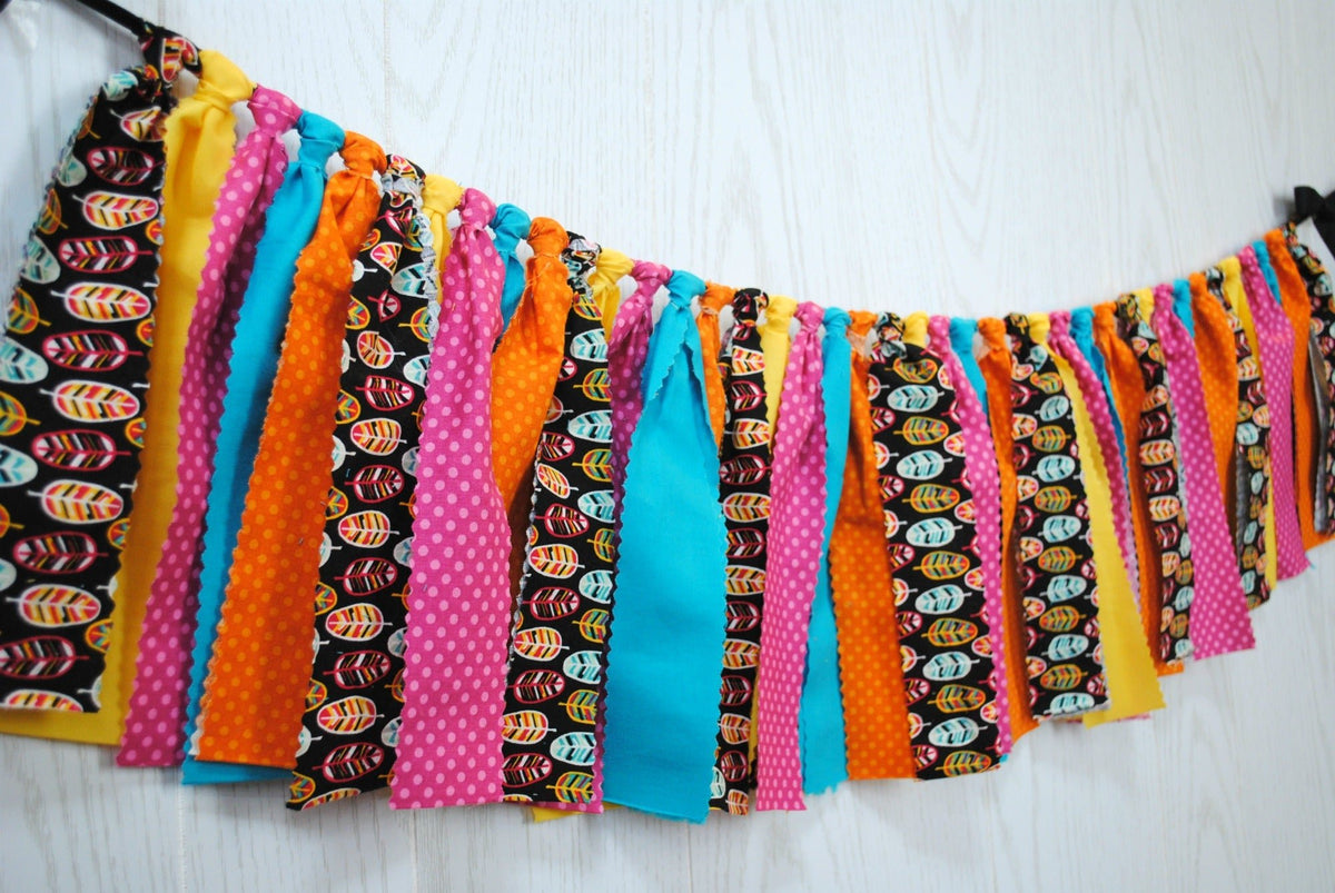 Boho Feather Fabric Bunting - FREE Shipping - The Party Teacher