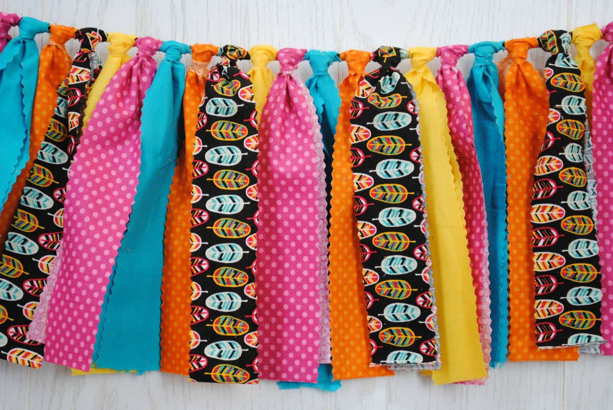 Boho Feather Fabric Bunting - FREE Shipping - The Party Teacher