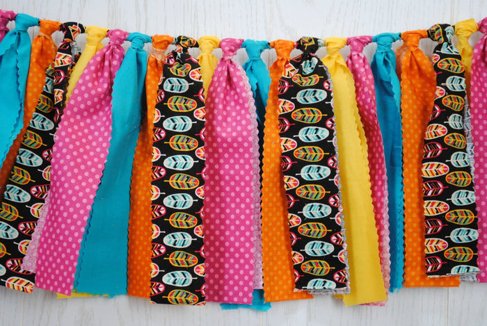 Boho Feather Fabric Bunting - FREE Shipping - The Party Teacher