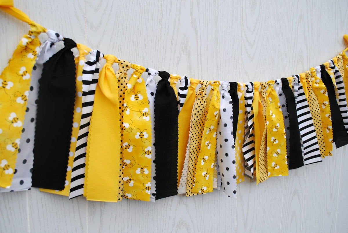 Bumble Bee Fabric Bunting - FREE Shipping - The Party Teacher