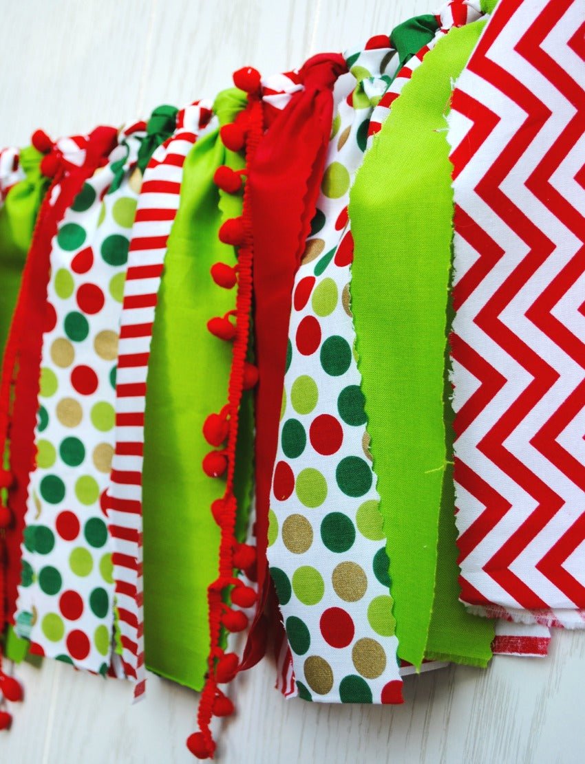 Christmas Fabric Bunting - FREE Shipping - The Party Teacher