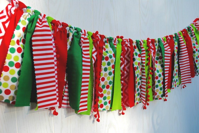 Christmas Fabric Bunting - FREE Shipping - The Party Teacher