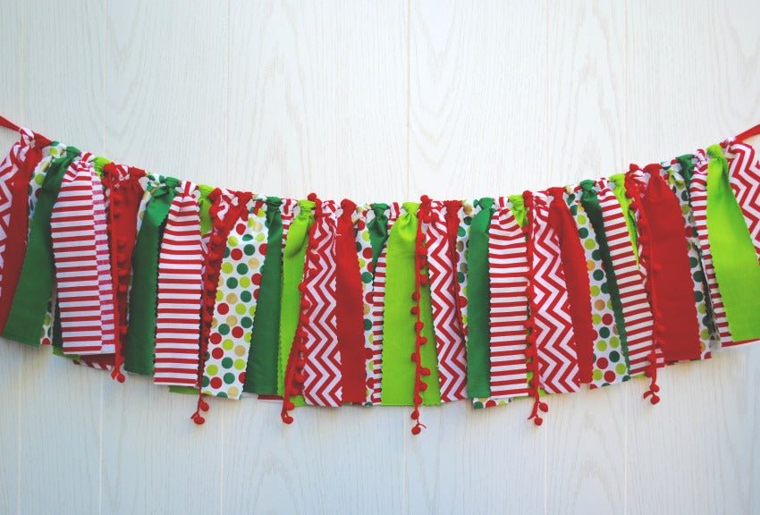 Christmas Fabric Bunting - FREE Shipping - The Party Teacher
