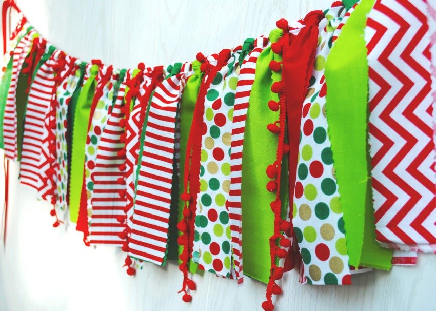 Christmas Fabric Bunting - FREE Shipping - The Party Teacher
