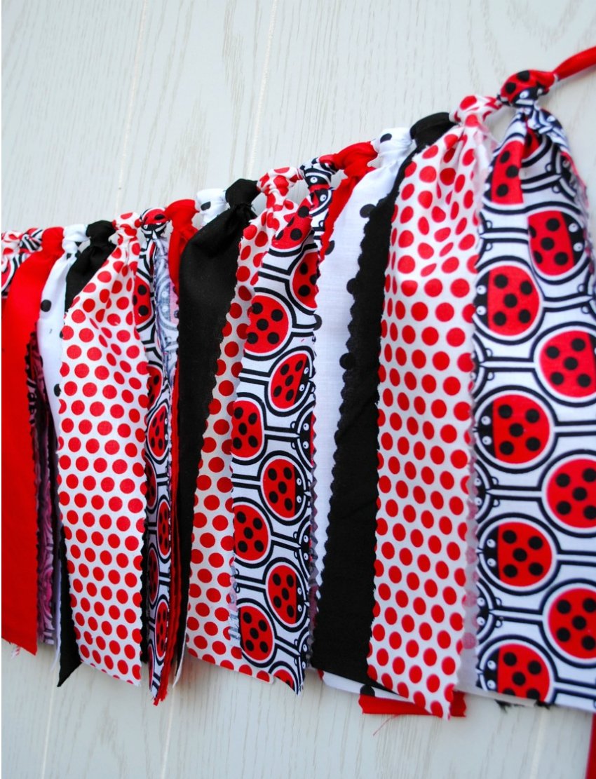 Ladybug Party Fabric Bunting - FREE Shipping - The Party Teacher