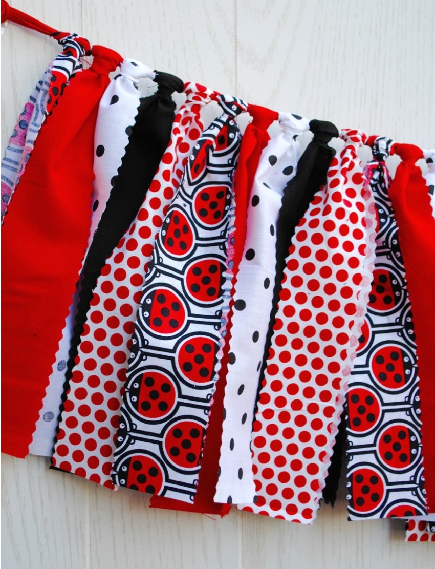 Ladybug Party Fabric Bunting - FREE Shipping - The Party Teacher