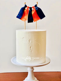 Navy Orange Ribbon Cake Topper - The Party Teacher
