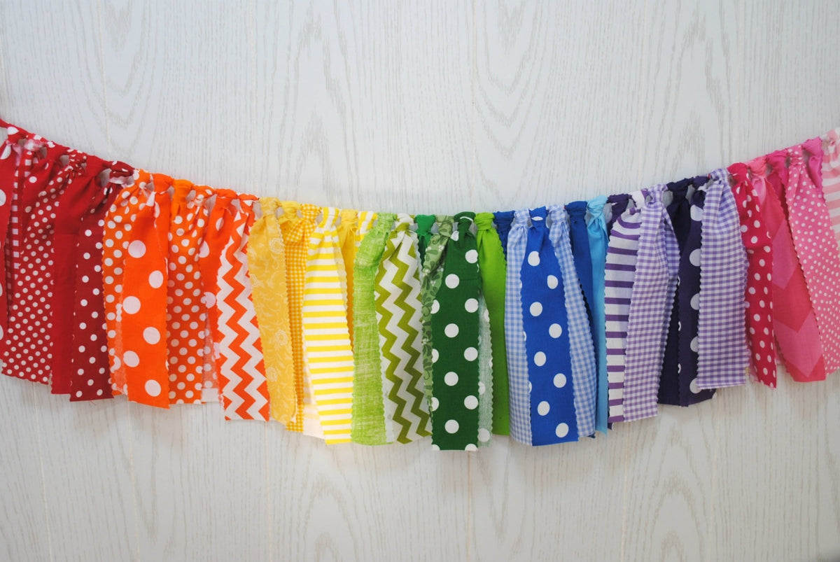 Patterned Rainbow Fabric Bunting - FREE Shipping - The Party Teacher