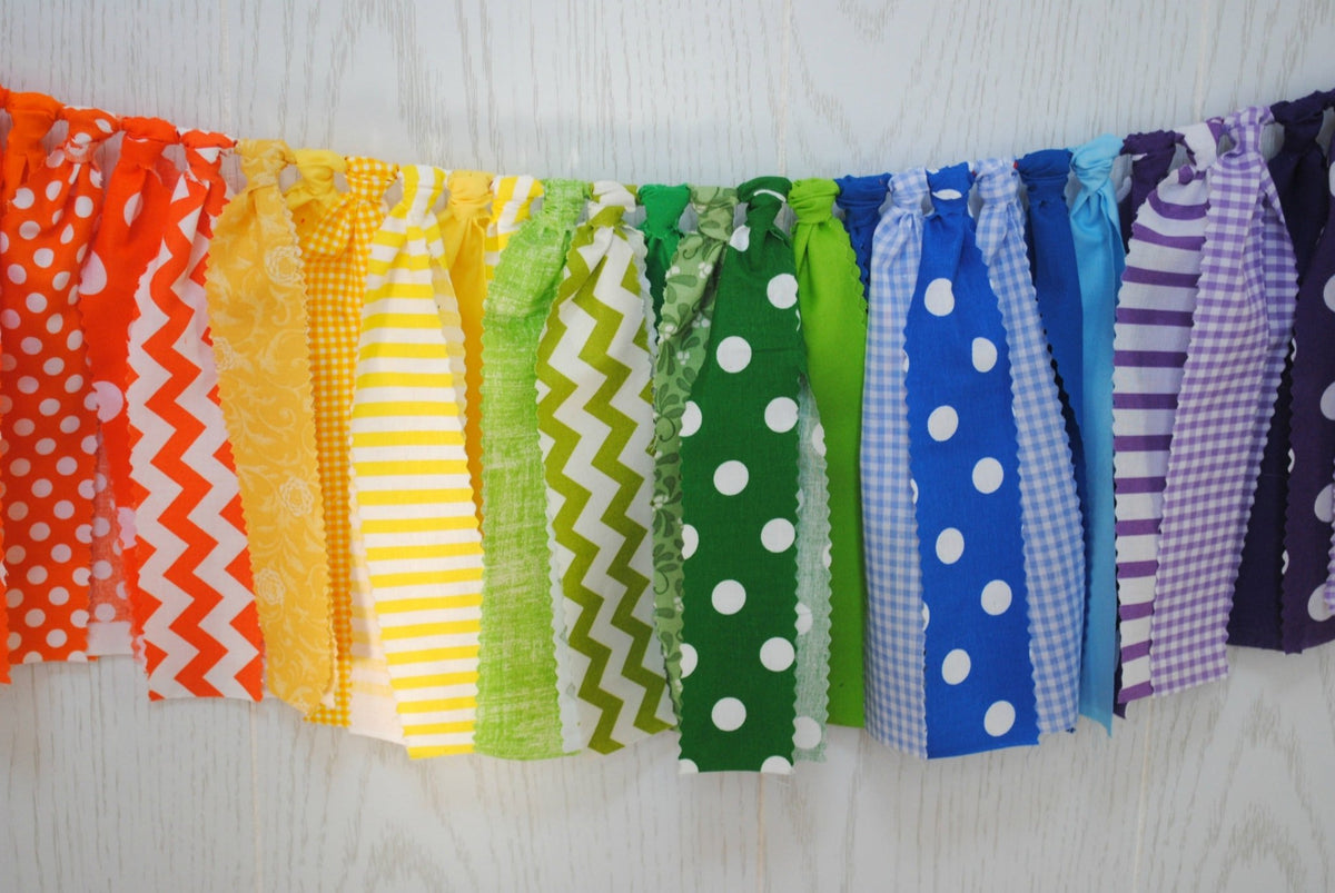 Patterned Rainbow Fabric Bunting - FREE Shipping - The Party Teacher