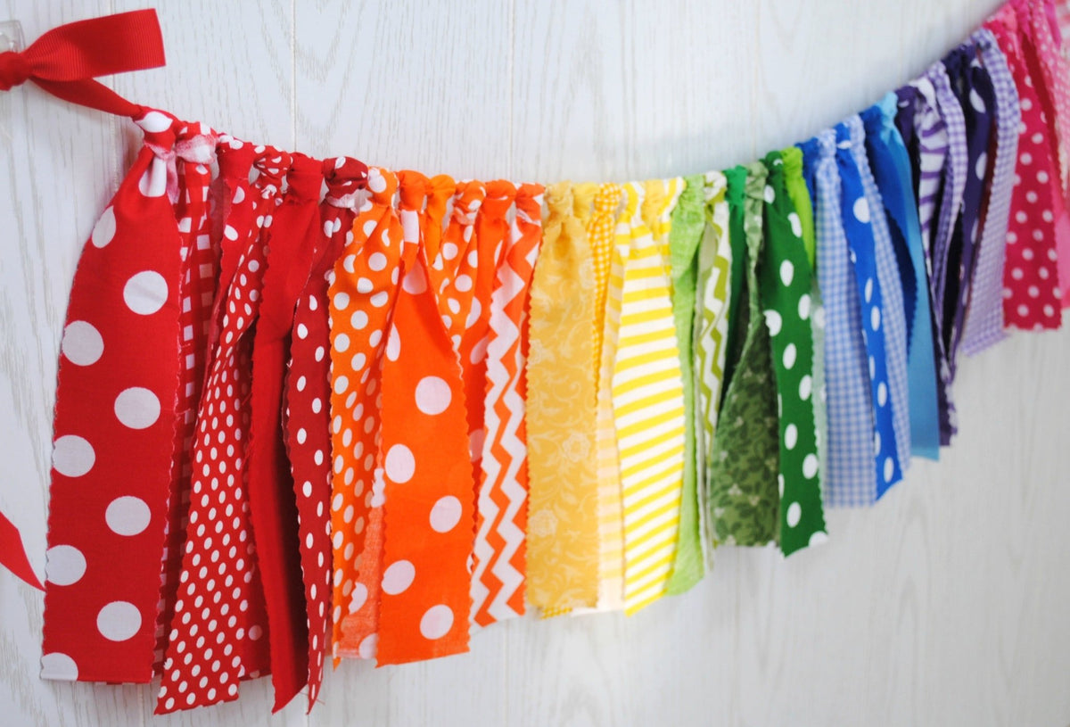 Patterned Rainbow Fabric Bunting - FREE Shipping - The Party Teacher