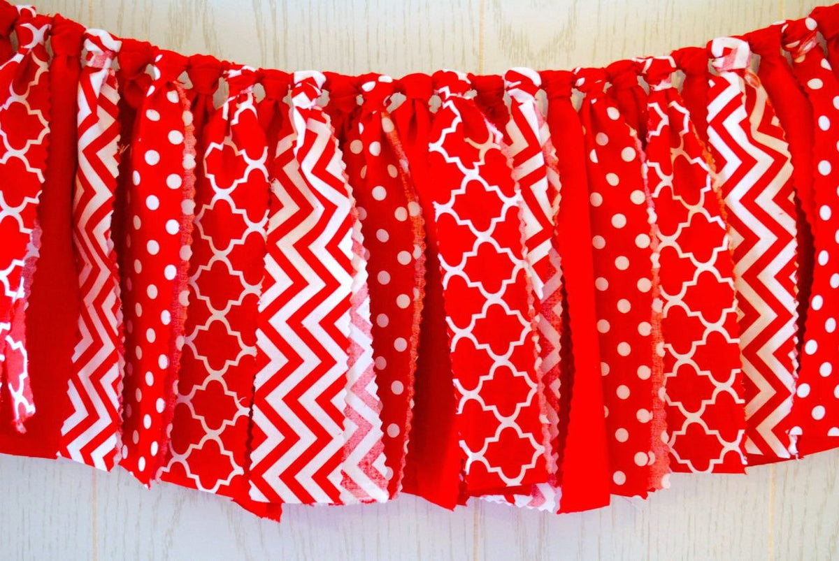 Red Fabric Bunting - FREE Shipping - The Party Teacher