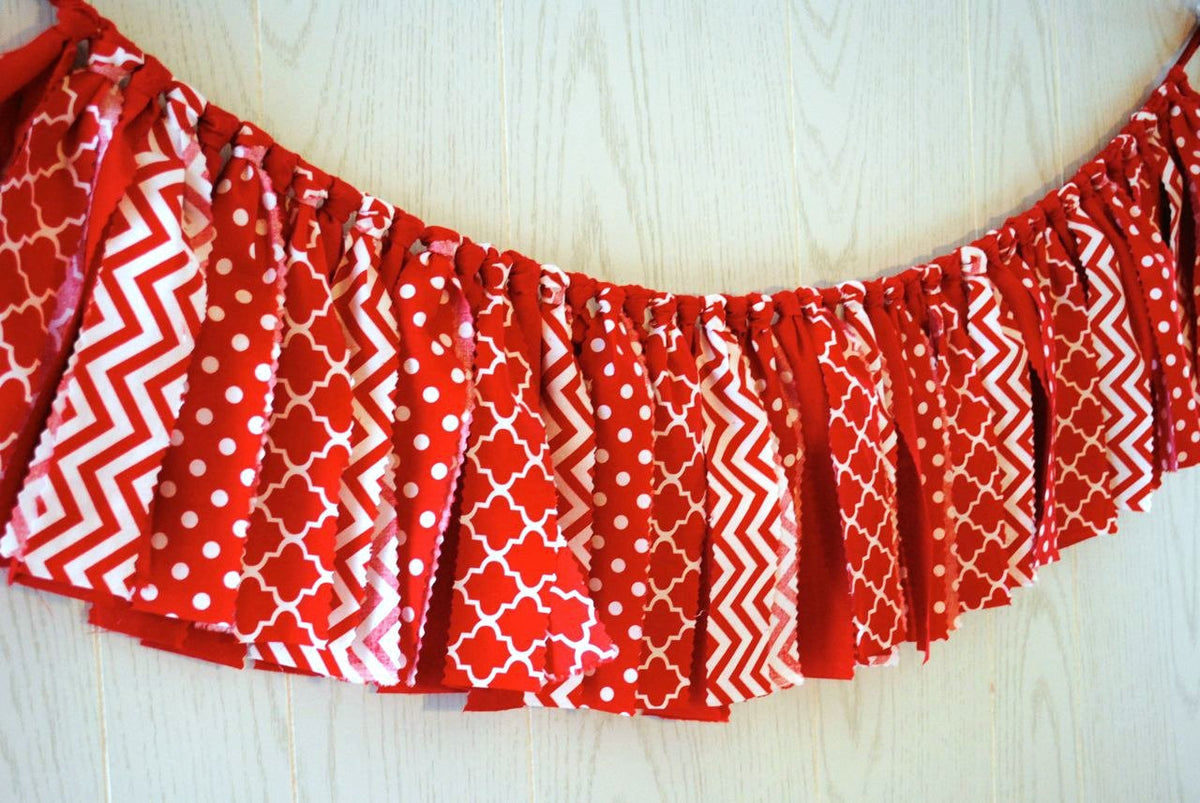 Red Fabric Bunting - FREE Shipping - The Party Teacher