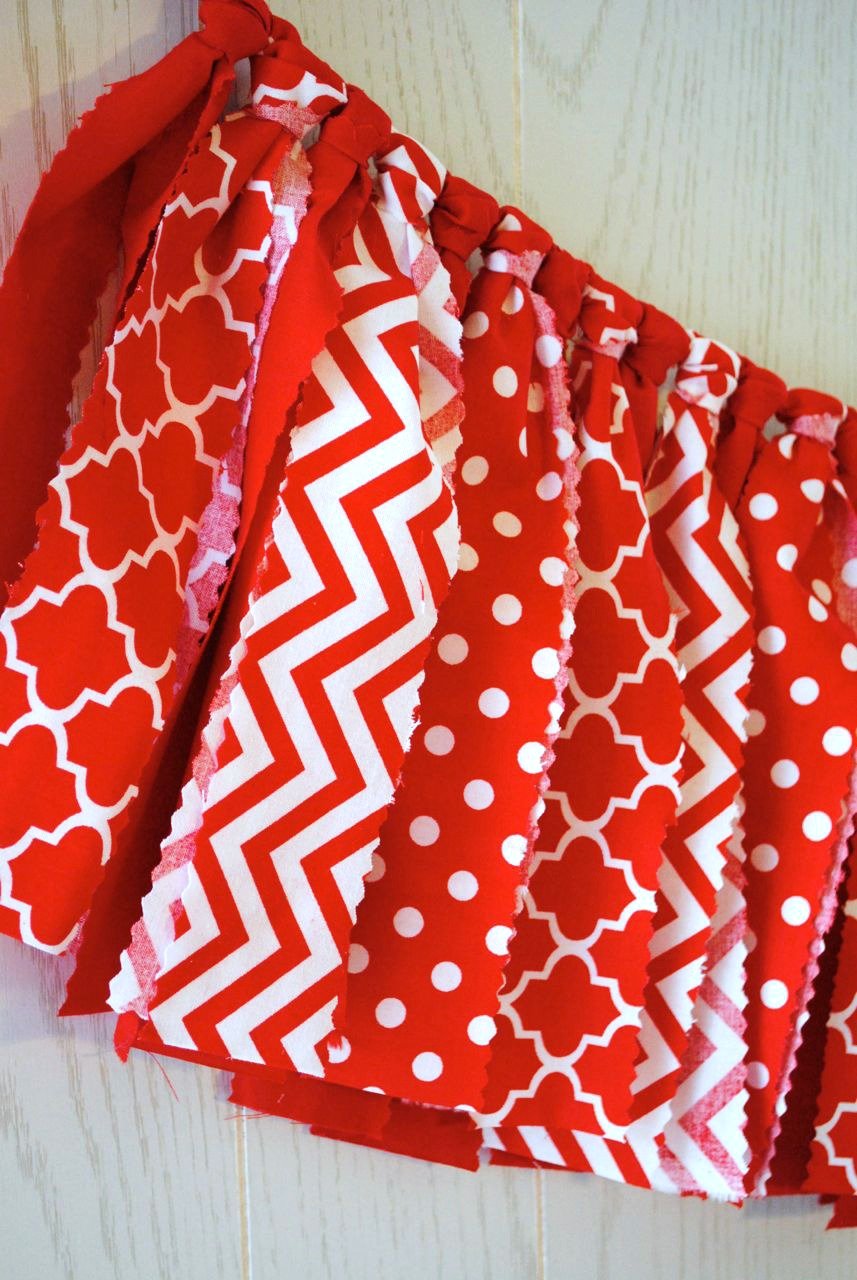 Red Fabric Bunting - FREE Shipping - The Party Teacher