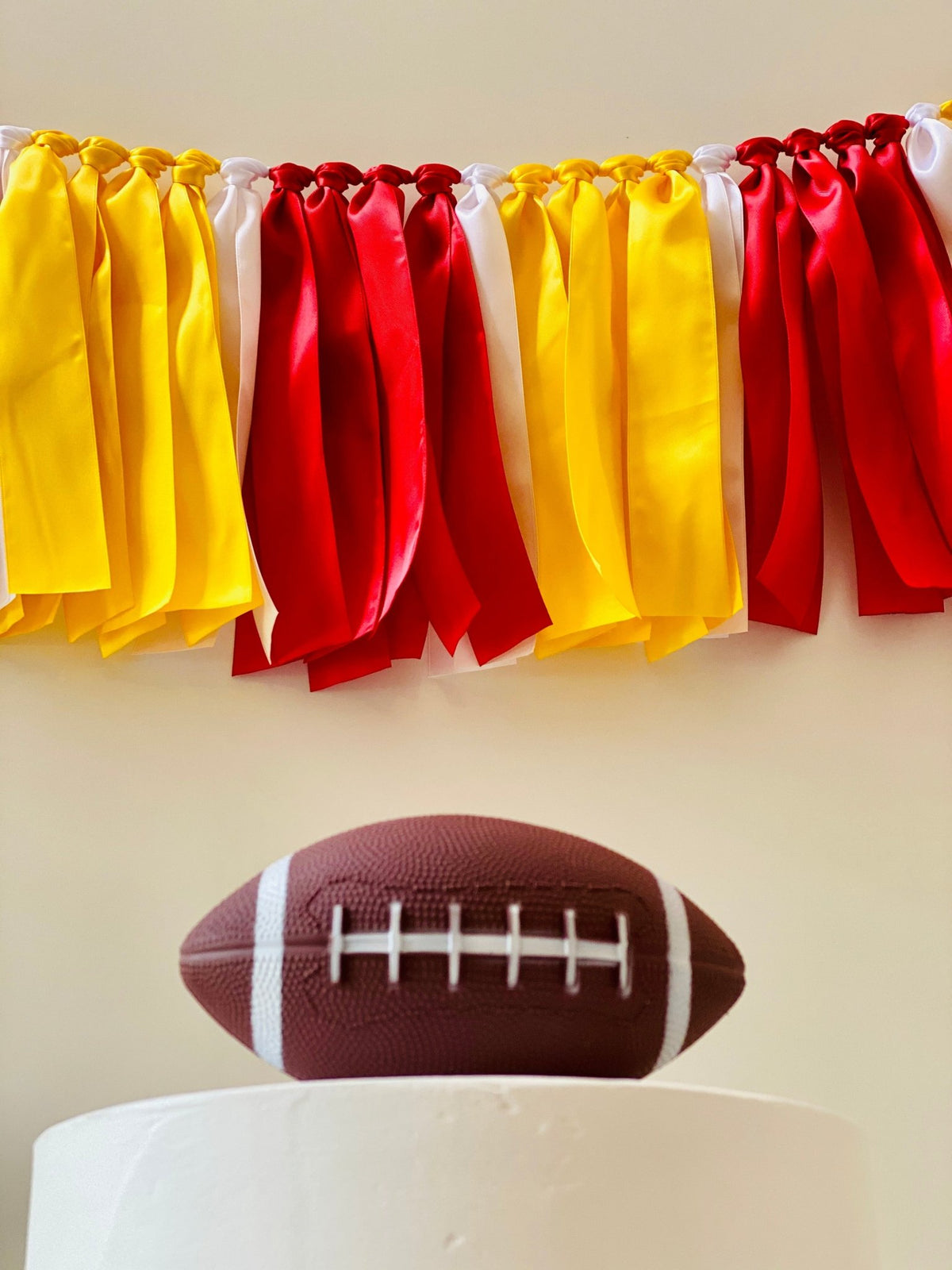 Red Yellow Ribbon Bunting - FREE Shipping - The Party Teacher - hung behind cake