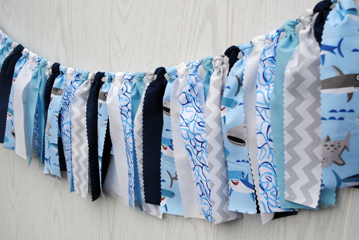 Shark Fabric Bunting - FREE Shipping - The Party Teacher