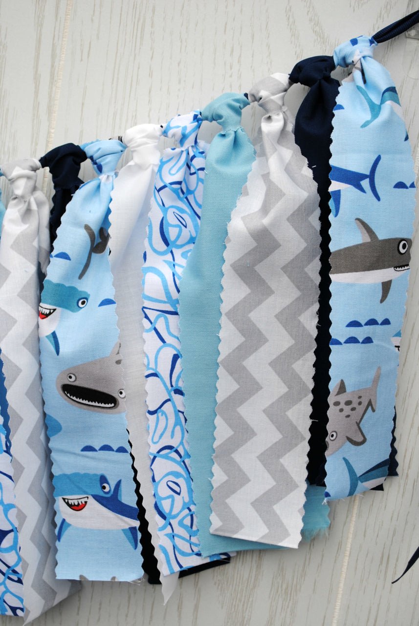 Shark Fabric Bunting - FREE Shipping - The Party Teacher