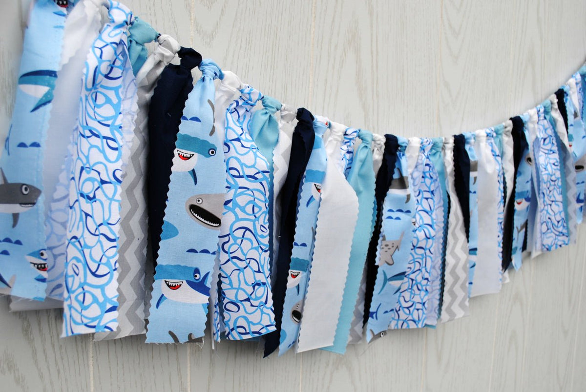Shark Fabric Bunting - FREE Shipping - The Party Teacher