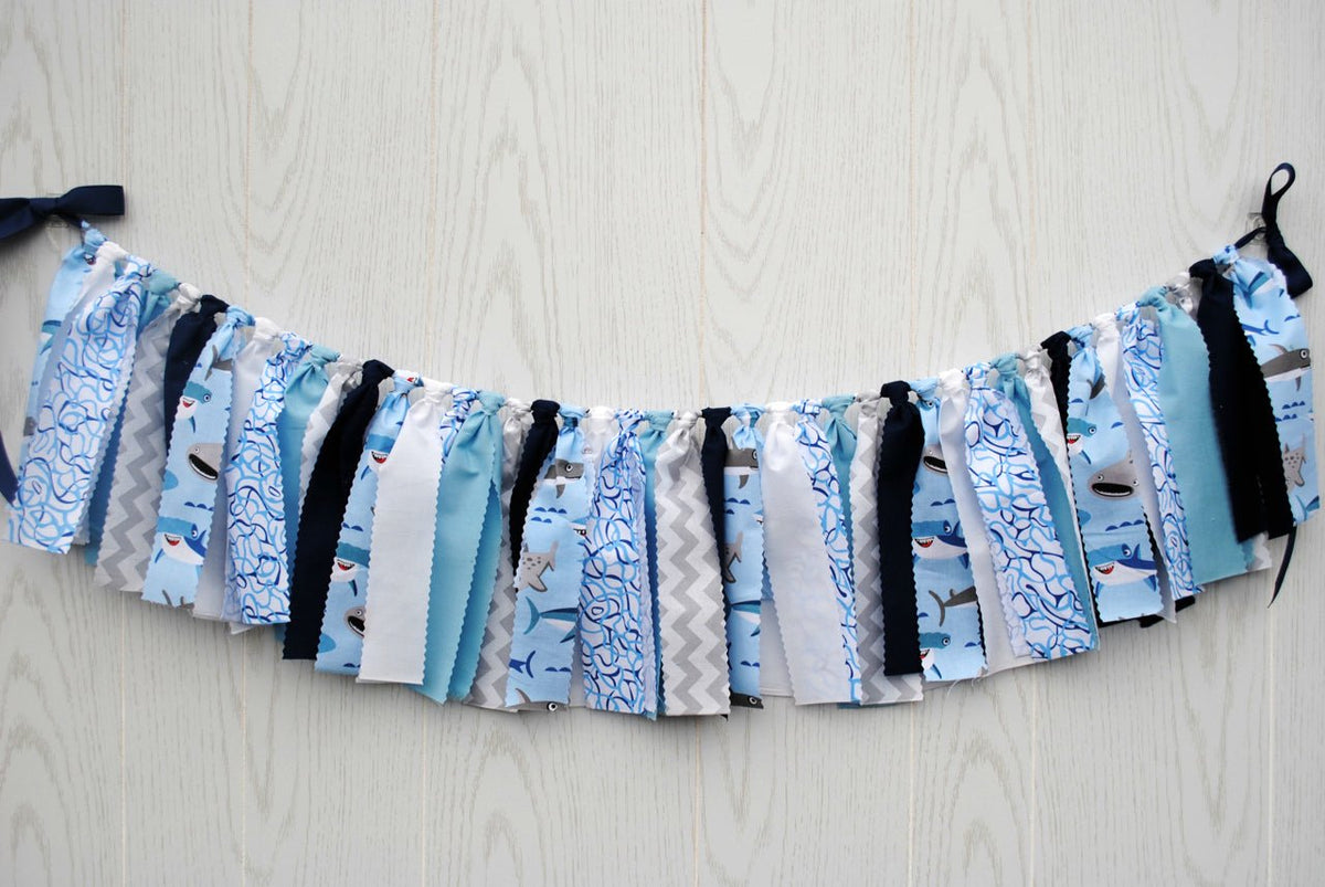 Shark Fabric Bunting - FREE Shipping - The Party Teacher
