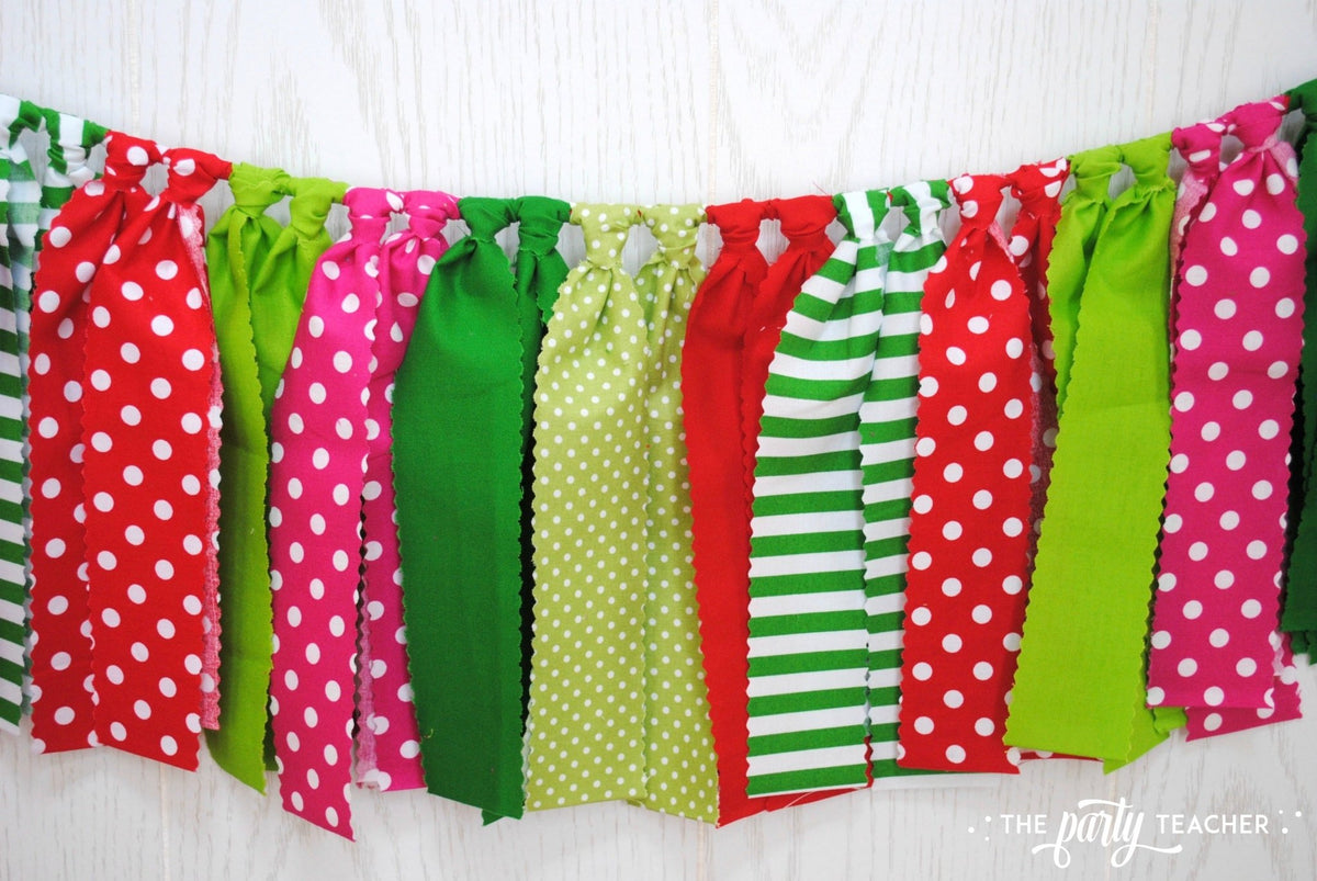 Strawberry Fabric Bunting - FREE Shipping - The Party Teacher