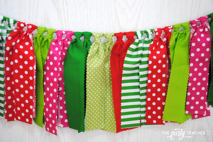 Strawberry Fabric Bunting - FREE Shipping - The Party Teacher