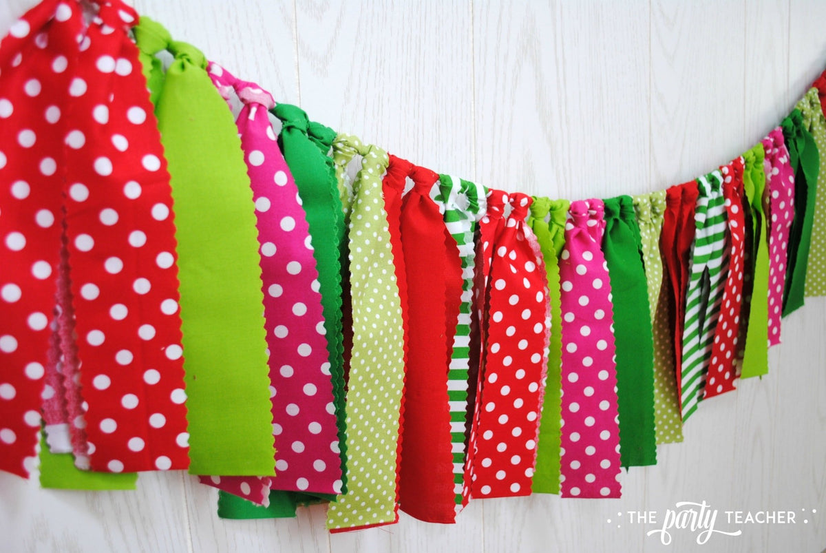 Strawberry Fabric Bunting - FREE Shipping - The Party Teacher