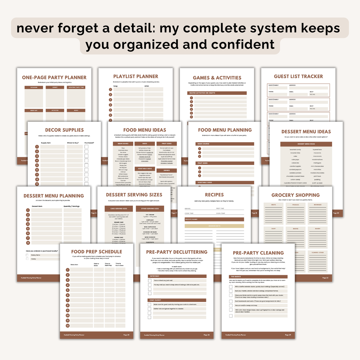 Football Viewing Party Planner INSTANT DOWNLOAD