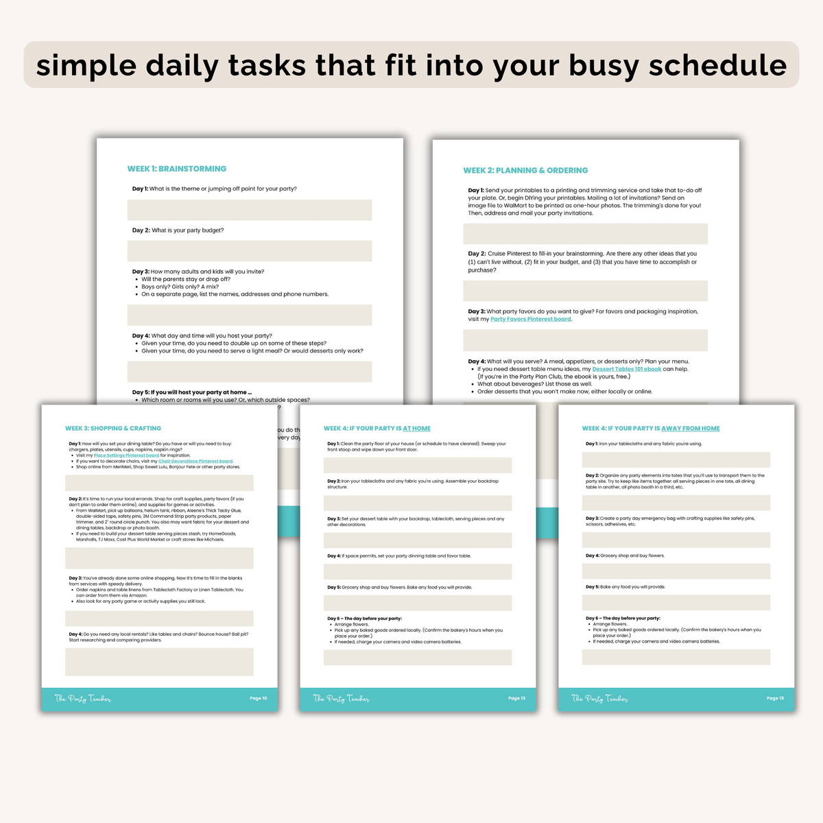 4-Week Party Planning Checklists INSTANT DOWNLOAD