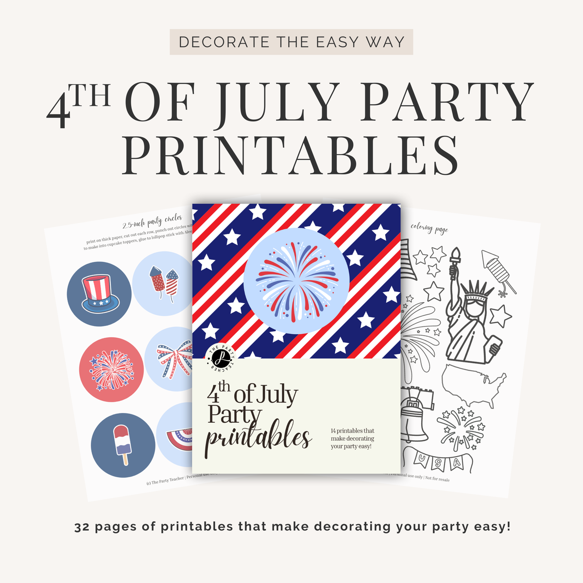 4th of July Party Printables INSTANT DOWNLOAD