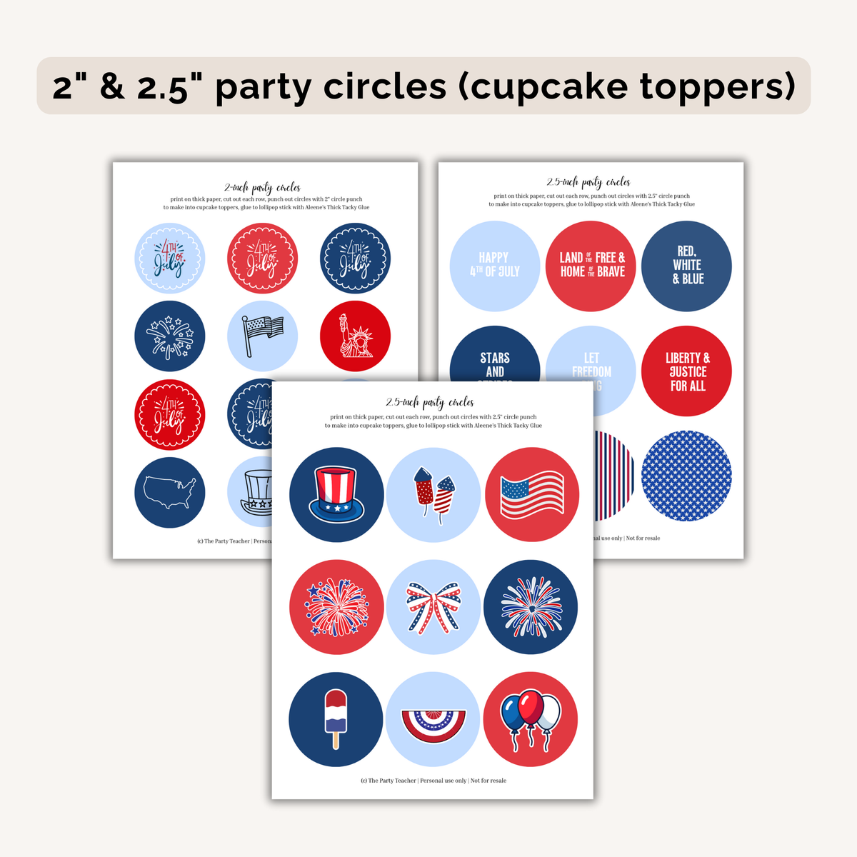 4th of July Party Printables INSTANT DOWNLOAD