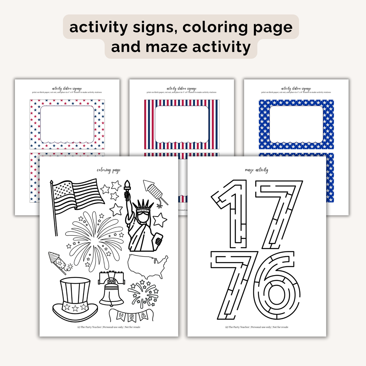 4th of July Party Printables INSTANT DOWNLOAD