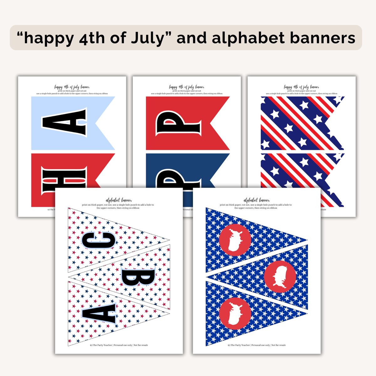 4th of July Party Printables INSTANT DOWNLOAD