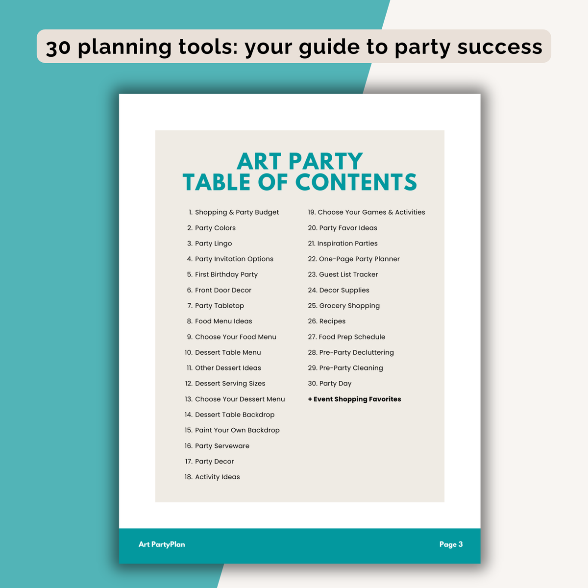 Art Birthday Party Plan INSTANT DOWNLOAD