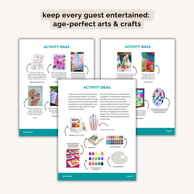 Art Birthday Party Plan INSTANT DOWNLOAD