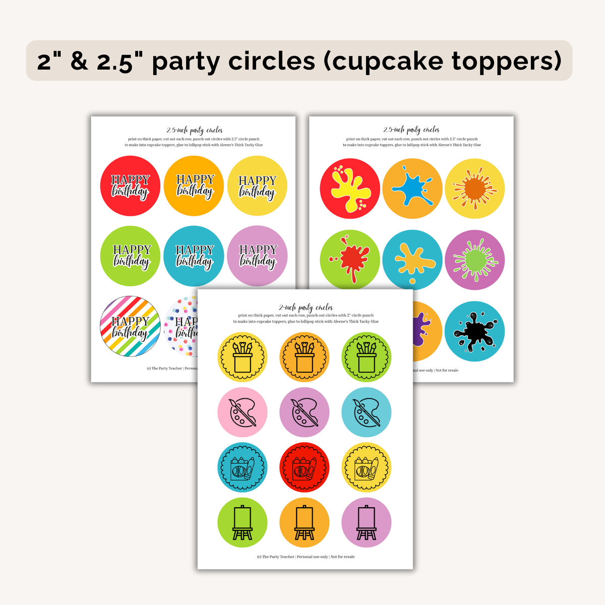 Art Birthday Party Printables INSTANT DOWNLOAD