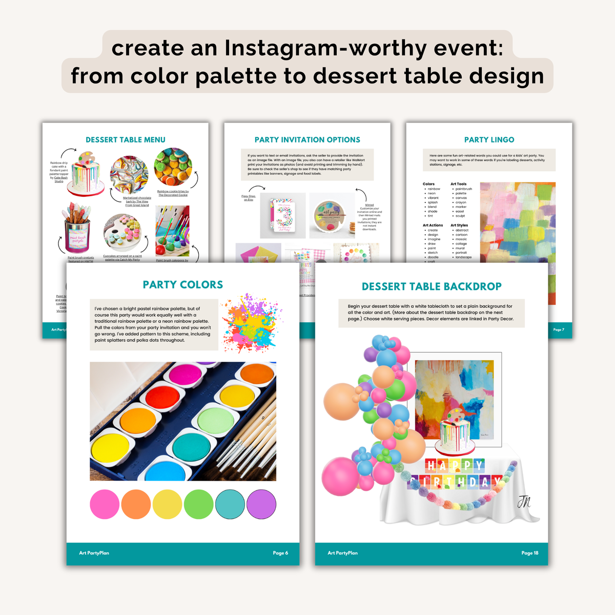 Art Birthday Party Plan INSTANT DOWNLOAD