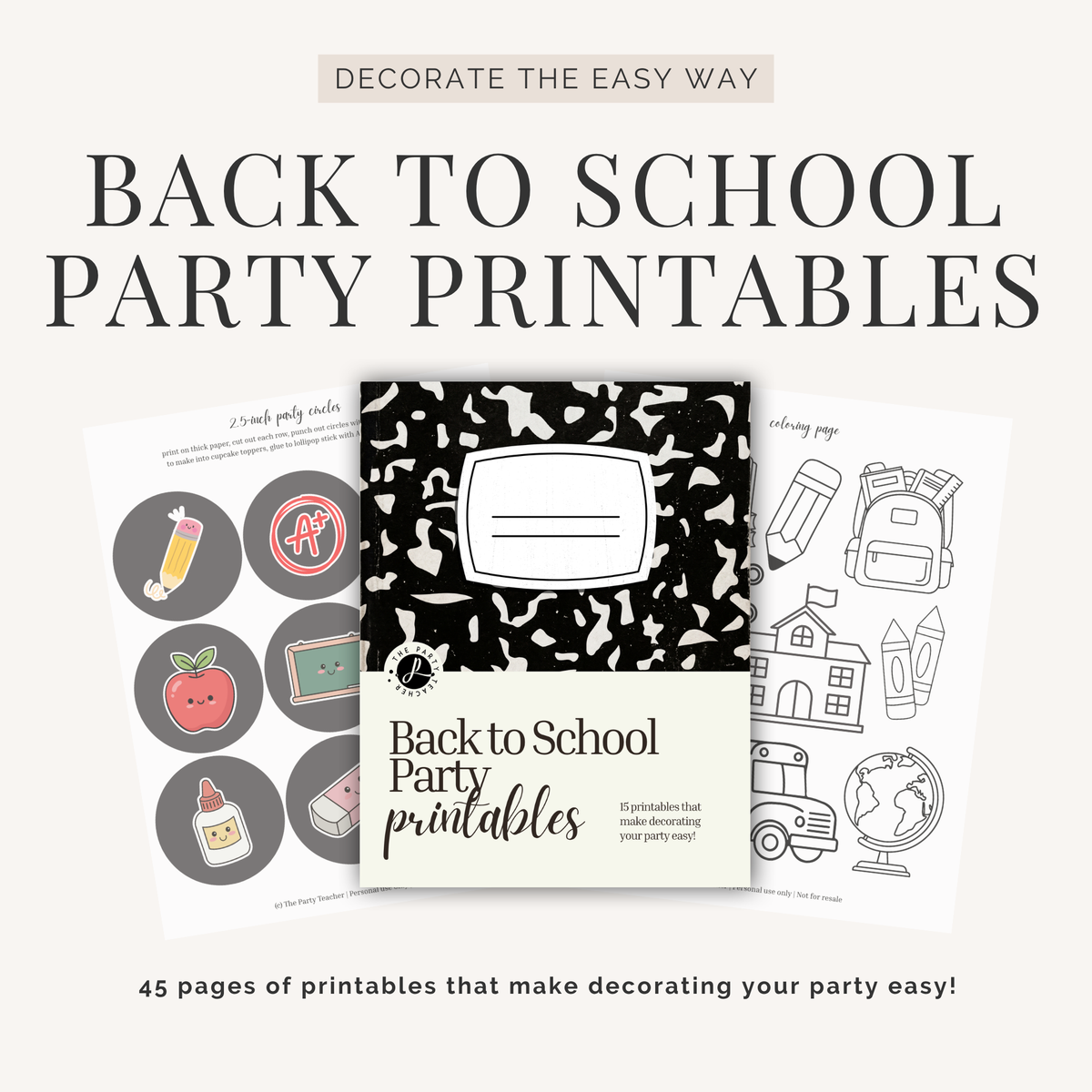 Back to School Party Printables INSTANT DOWNLOAD