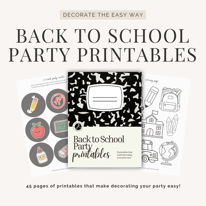 Back to School Party Printables INSTANT DOWNLOAD