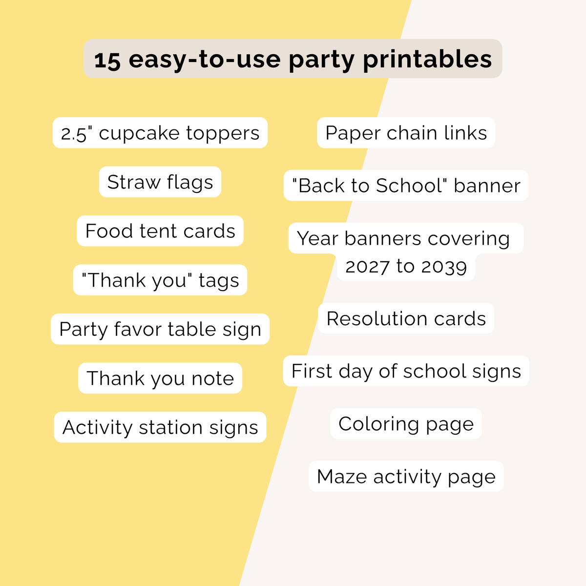 Back to School Party Printables INSTANT DOWNLOAD