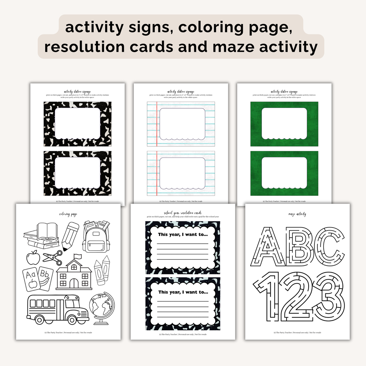 Back to School Party Printables INSTANT DOWNLOAD