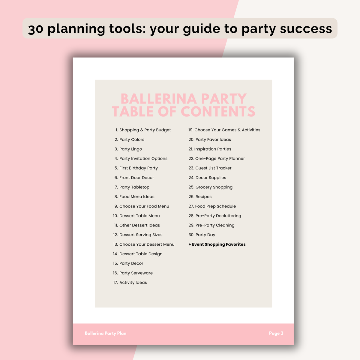 Ballerina Birthday Party Plan INSTANT DOWNLOAD