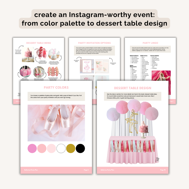 Ballerina Birthday Party Plan INSTANT DOWNLOAD