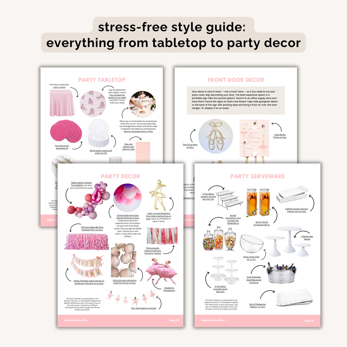 Ballerina Birthday Party Plan INSTANT DOWNLOAD