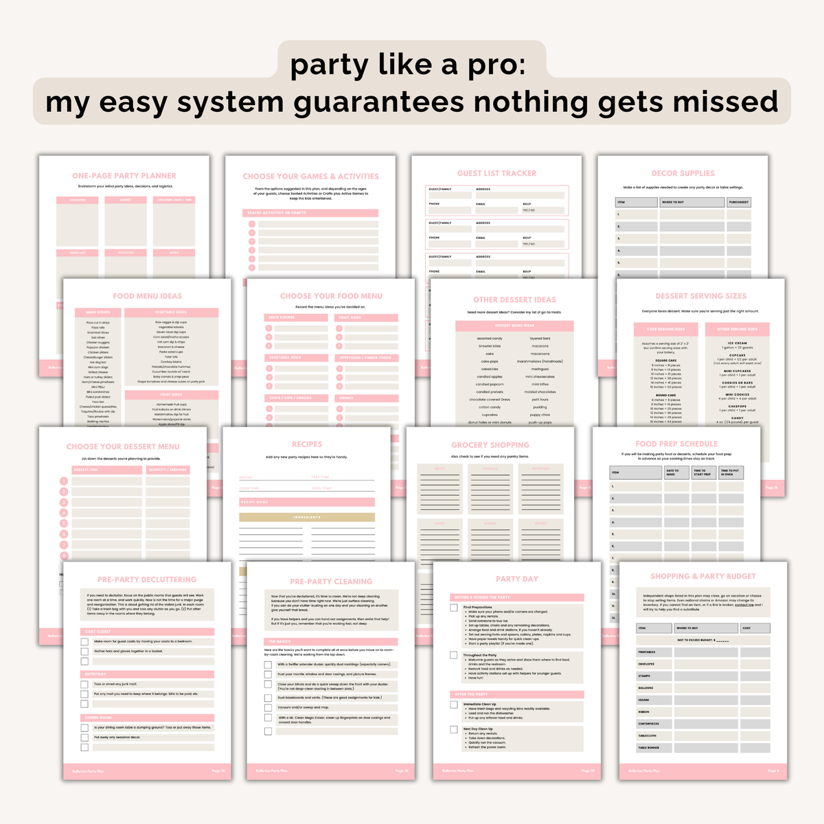 Ballerina Birthday Party Plan INSTANT DOWNLOAD