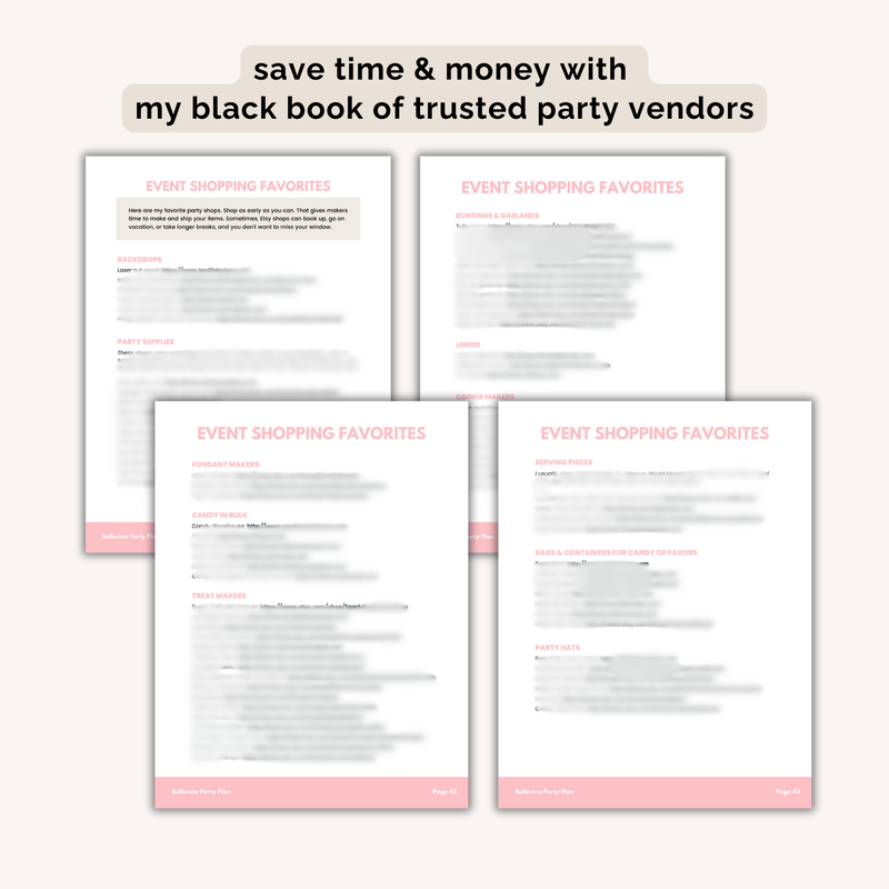 Ballerina Birthday Party Plan INSTANT DOWNLOAD