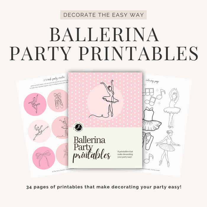 Ballerina Birthday Party Printables INSTANT DOWNLOAD