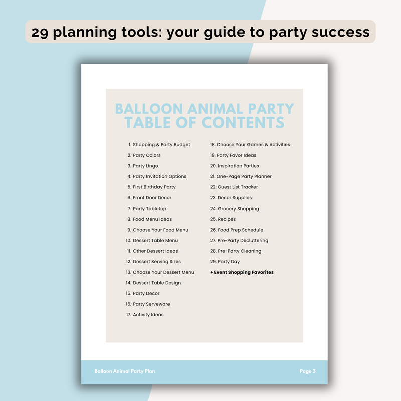 Balloon Animal Birthday Party Plan INSTANT DOWNLOAD