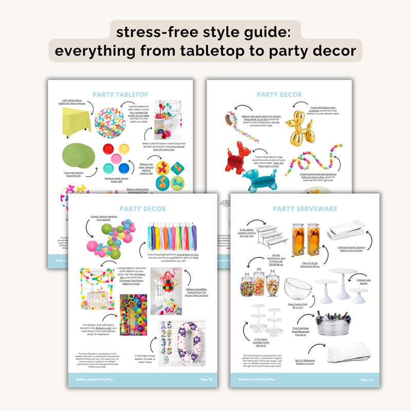 Balloon Animal Birthday Party Plan INSTANT DOWNLOAD